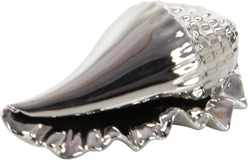 Deco 79 Ceramic Shell Decorative Sculpture Shell Home Decor Statues, Set of 3 Accent Figurines 7", 7", 5"W, Silver in Saudi Arabia