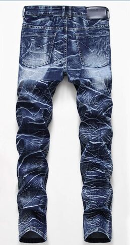 KUYIGO Men's Fashion Slim Straight fit Biker Jeans with Zipper Deco in Saudi Arabia