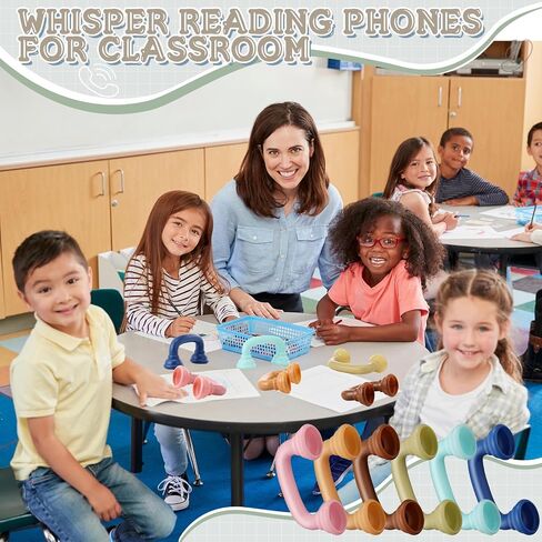 Shappy 48 Pcs Colorful Whisper Reading Phones Auditory Feedback Hear Myself Sound Phone Speech Therapy Toy Tool for Classroom Accelerate Reading Fluency Comprehension and Pronunciation(Morandi Color) in Saudi Arabia