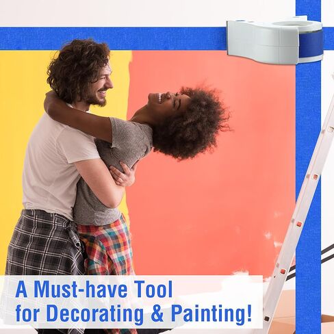 عبوتان من شريط الطلاء المخفي لكل شريط رسام مقاس 1.4 بوصة، مجموعة أقنعة محمولة قاطعة شريط حادة للطلاء والزخرفة والنوافذ وإطارات الأبواب (أبيض، أزرق) in Kuwait