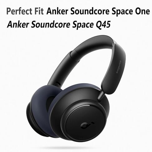 Geiomoo Silicone Earpads for Anker Soundcore Space Q45, Anker Soundcore Space One Headphones, Replacement Ear Cushions Cover (Black) in Saudi Arabia