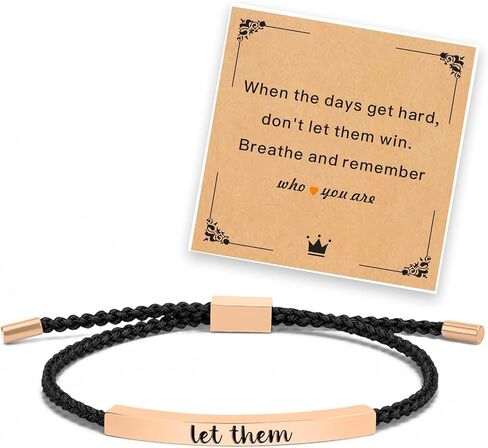 Let Them Tube Bracelet for Women, Motivational Stainless Steel Adjustable Bracelets Friend Inspirational Hand Braided String Gifts Teen Girls Self Worth Engraved Jewelry in Saudi Arabia