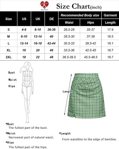 Kate Kasin Womens Mini Skirt Summer High Waist Side Slit Ryched Bodycon Plaid Skirt in Saudi Arabia