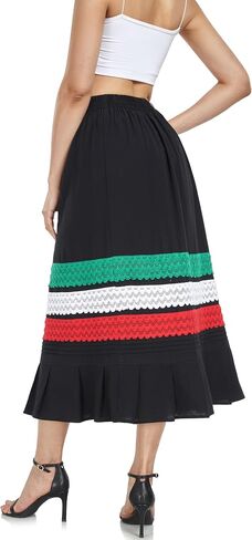 YZXDORWJ Mexican Skirt for Women Fiesta Theme Party Skirt Maxi Lace Traditional Dannce Dress Cinco de Mayo Skirt in Saudi Arabia