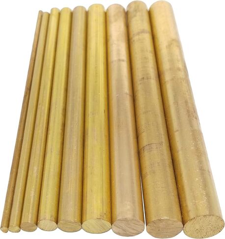 9pcs 2mm-10mm Dia. 100mm Long H59 Brass Bar Round Rod Cylinder Assortment Kit in Kuwait
