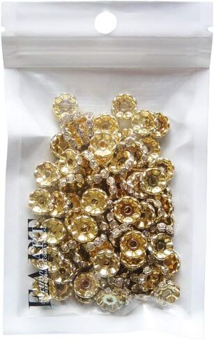 RUBYCA 100pcs Round Rondelle Spacer Bead Gold Tone 8mm AB White Czech Crystal in Saudi Arabia