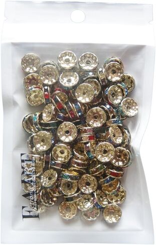 RUBYCA 100pcs Round Rondelle Spacer Bead Gold Tone 8mm AB White Czech Crystal in Saudi Arabia