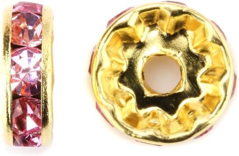 RUBYCA 100pcs Round Rondelle Spacer Bead Gold Tone 8mm AB White Czech Crystal in Saudi Arabia