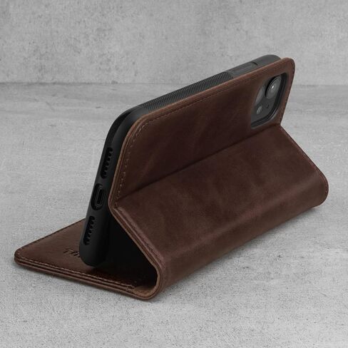 TORRO Leather Case Compatible with iPhone 11 – Genuine Leather Wallet Case/Cover with Card Holder and Stand Function (Black) in Saudi Arabia