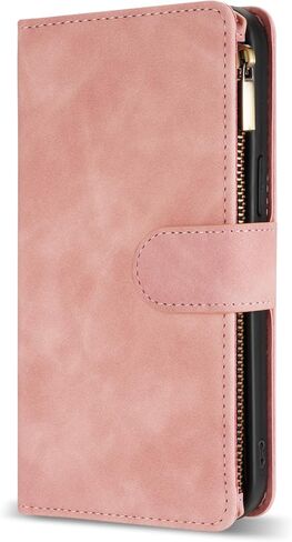ZZXX for Samsung Galaxy S21 Wallet Case Zipper Pocket 6.2 inch,Black in Saudi Arabia