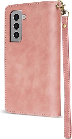 ZZXX for Samsung Galaxy S21 Wallet Case Zipper Pocket 6.2 inch,Black in Saudi Arabia