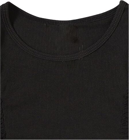 Girl's Ruffle Trim Sleeveless Tank Tops Ribbed Crewneck Crop Tops Basic Tees T Shirts in Saudi Arabia