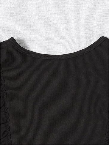 Girl's Ruffle Trim Sleeveless Tank Tops Ribbed Crewneck Crop Tops Basic Tees T Shirts in Saudi Arabia