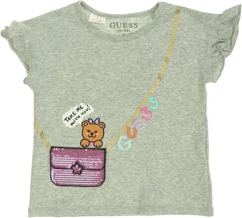 GUESS Girls' Short Sleeve Graphic and Frill Tee in Saudi Arabia