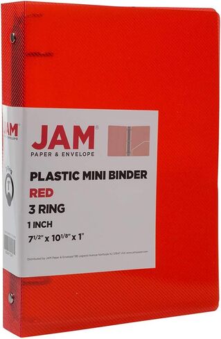 JAM PAPER Plastic 1 inch Mini Binder - Clear 3 Ring Binder - Sold Individually in Saudi Arabia