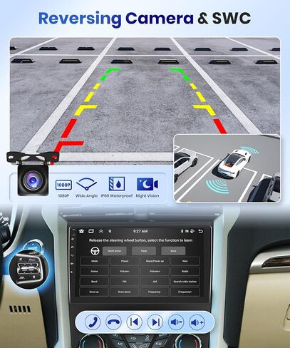 【2+64G】 for Ford Fusion Mondeo 2013-2019 Android 13 Car Radio Stereo, Wireless Carplay Android Auto 9"Touch Screen Bluetooth Car Audio Receiver Support GPS WiFi Backup Camera FM/RDS HiFi SWC in Saudi Arabia
