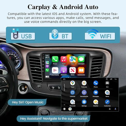 [2+64G] Android 13 Car Radio for Chrysler 200 200C 200S 2015-2019 - Wireless Carplay and Android Auto - 9 Inch Touchscreen Car Stereo with Hi-Fi/WiFi/GPS/SWC + AHD Backup Camera in Saudi Arabia