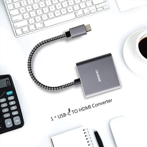 محول BENFEI USB-C إلى HDMI، محول USB من النوع C إلى HDMI [Thunderbolt 3] متوافق مع MacBook Pro 2020/2019/2018، MacBook Air/iPad Pro 2018، Samsung Galaxy S10/S9، Surface Book 2 والمزيد - رمادي in Saudi Arabia
