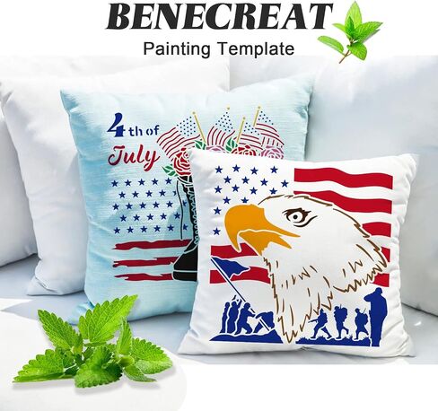BENECREAT 12 × 12 بوصة استنسل علم يوم الاستقلال قوالب رسم رأس النسر لتزيين الاحتفالات in Kuwait