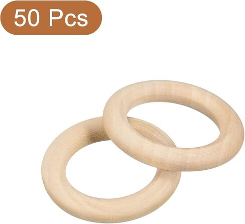 uxcell 50Pcs 30mm(1.2-inch) Natural Wood Rings, 6mm Thick Smooth Unfinished Wooden Circles for DIY Crafting, Knitting, Macrame, Pendant in Saudi Arabia