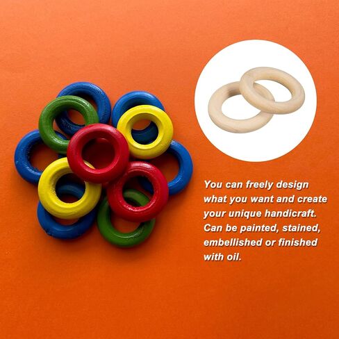 uxcell 50Pcs 30mm(1.2-inch) Natural Wood Rings, 6mm Thick Smooth Unfinished Wooden Circles for DIY Crafting, Knitting, Macrame, Pendant in Saudi Arabia