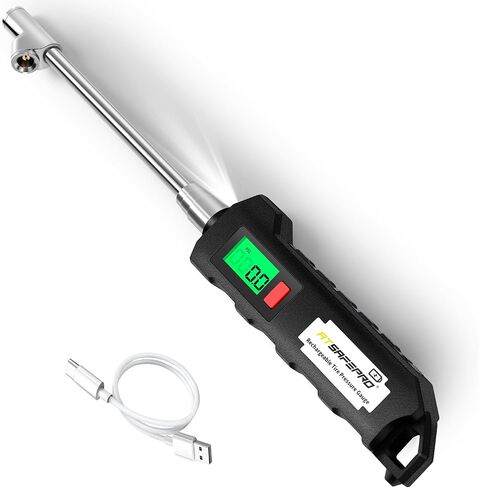 Digital Tire Pressure Gauge 150 PSI,Chrome Plated Steel Dual Head Tire Pressure Gauge with Backlight LCD and Flashlight, Rechargeable Tire Pressure Gauge for Semi, Truck, RV and Cars in Saudi Arabia