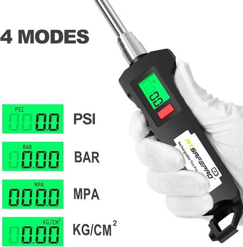 Digital Tire Pressure Gauge 150 PSI,Chrome Plated Steel Dual Head Tire Pressure Gauge with Backlight LCD and Flashlight, Rechargeable Tire Pressure Gauge for Semi, Truck, RV and Cars in Saudi Arabia