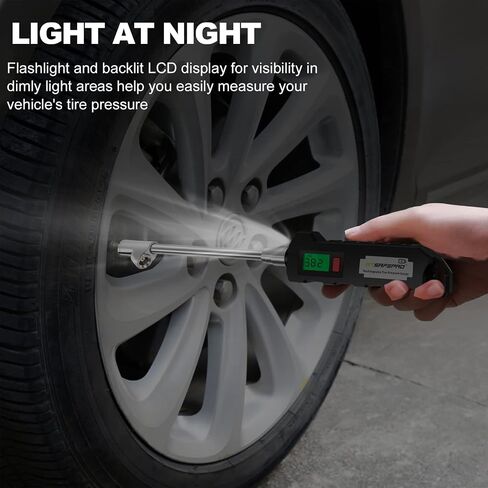 Digital Tire Pressure Gauge 150 PSI,Chrome Plated Steel Dual Head Tire Pressure Gauge with Backlight LCD and Flashlight, Rechargeable Tire Pressure Gauge for Semi, Truck, RV and Cars in Saudi Arabia