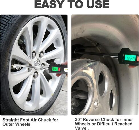 Digital Tire Pressure Gauge 150 PSI,Chrome Plated Steel Dual Head Tire Pressure Gauge with Backlight LCD and Flashlight, Rechargeable Tire Pressure Gauge for Semi, Truck, RV and Cars in Saudi Arabia