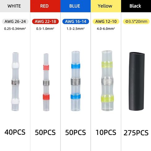 400PCS Welding Seal Wire Connector and Heat shrinkable Tube Sleeve Box， Heat Shrink Butt Connectors, Waterproof and Insulated Electrical Wire Terminals, Terminal Block and Heat Shrink Tube kit in Saudi Arabia