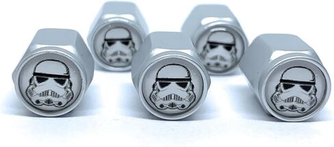 Imperial Soldier Stormtrooper Tire Valve Stem Caps (5 Pack) | Dust Proof with O Rubber Seal Outdoor All-Weather Leak-Proof Air Protection Universal Covers for Cars SUVs Trucks (Silver), S in Saudi Arabia