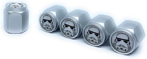 Imperial Soldier Stormtrooper Tire Valve Stem Caps (5 Pack) | Dust Proof with O Rubber Seal Outdoor All-Weather Leak-Proof Air Protection Universal Covers for Cars SUVs Trucks (Silver), S in Saudi Arabia