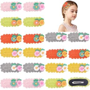 20pcs Kids Hair Clips No Slip Toddler Hair Clips Knitted Daisies Flower Hair Clips Baby Girl Hair Clips Cute Hair Accessories for Infants Toddlers Kids(Mixed Style)