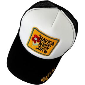 “Have A Nice Day" Premium Embroidered Snapback Adjustable Trucker Hat with B & Bird Logo (Black)