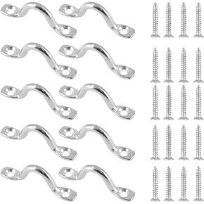 Bowkin 10Pcs M4 Pad Eye Straps Stainless Steel Kayak Deck Loops Tie Down with 20 Pcs Screws for Boat Kayak Deck Rigging Kit