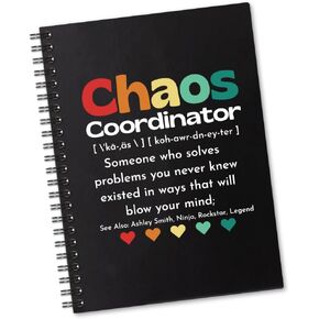 Chaos Coordinator 160 Blank Pages Spiral Notebook, Appreciation Gift for Boss Lady Manager Supervisor Secretary Teacher Nurse Mom, Farewell Gift for Coworker, Chaos Coordinator Gifts for Women in Kuwait