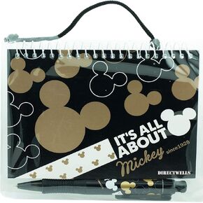 Disney Authentic Mickey Mouse Spiral Autograph Book Notebook with Retractable Pen (Black)
