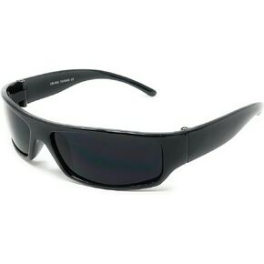 My Shades - Mens Black Super Dark Sunglasses - Wrap Around Slim Flat Top Gangster Style