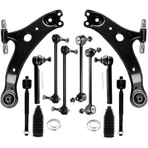 12pc Set Front Lower Control Arm Assembly Outer Inner Tie Rod w/Boot Sway Bar Link Kit Fit 2004-2007 For Toyota Highlander 2004-2006 For Lexus RX330 2007-2009 For Lexus RX350