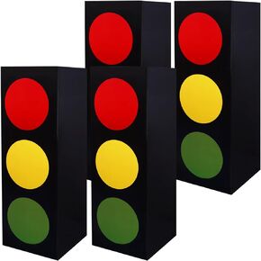 Youdaju 4Pcs Large Traffic Light Favor Boxes 17inch Stereoscopic Transportation Boxes Large Traffic Light Party Boxes Traffic Light Style Box Centerpieces Traffic Light Table Topper