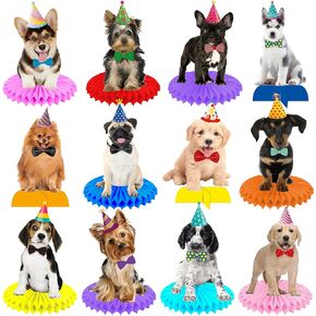 13Pcs Baby Dog Honeycomb Centerpieces Puppy Pet Birthday Party Supplies Pet Dog Party Table Decoration for Dog Theme Birthday Party Baby Shower Supplies
