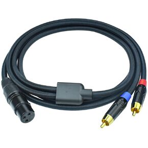 RCA to XLR Female Y Splitter Cable, 15Feet Dual RCA to XLR Breakout Audio Patch Cord Adapter, Nylon Braided Heavy Duty, Copper Shielded Noise Free, for Mixer, Studio Monitor, Speaker