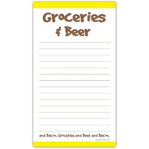 Funny Magnetic Grocery List, Groceries and Beer, Novelty Gag Gift, 4.25 x 7.5 inch