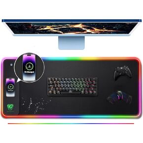 Wireless Charging RGB Gaming Mouse Pad 15W -800x300x4MM-Fast Charging, Ultra-Smooth Surface, Non-Slip Base, 13 Light Modes - Ultimate RGB Mouse Pad for Gamers - Large Mouse Pad Gaming Mat