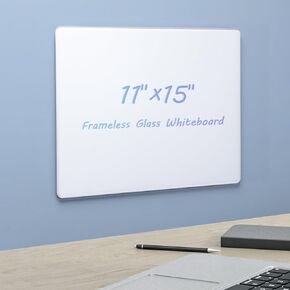 سبورة بيضاء زجاجية من ARCOBIS للجدار، خالية من اللكمات مقاس 11 بوصة × 15 بوصة، لوحة مسح جافة صغيرة من الزجاج المقسى، لوحة بيضاء زجاجية بدون إطار معلقة غير مغناطيسية للمكتب والمنزل والمدرسة in Kuwait