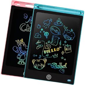 2 Pack LCD Magnet whiteboard for Fridge 10 inch Small Magnetic Board,Reusable Reminder Board,one-Click cleanup,Wipe-Free,for Kids, Students, Fridge, Locker, (10 in Blue+ 10 in Pink)