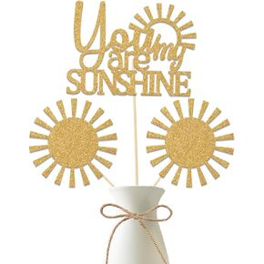 You are My Sunshine Centerpiece Sticks, Sunshine Themed 1st Birthday Decorations, Sunflower Themed Baby Shower Gender Reveal Party Decorations, Wedding Party Supplies 12 Pieces Gold