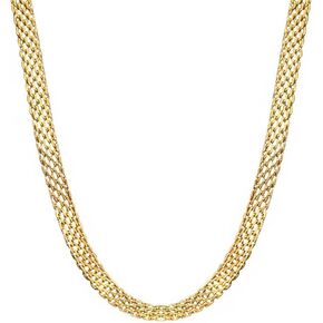French Collar Necklace Gold Wide Flat Chain Titanium Steel Plated 18K Gold Necklace INS Minimalist and Sweet Cool Style White Rose Red Green Zircon Woven Choker Chain