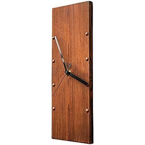 Wooden Wall Clock Silent Non-Ticking, Frameless Rectangle Art Wall Clocks Farmhouse Wall Décor，Handmade Clocks Decorative for Home Living Room Kitchen Office, 5.78 x16.6inch Rustic