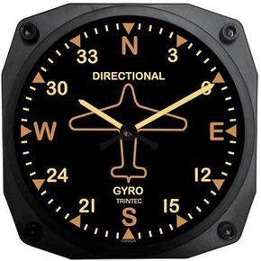 6' Vintage Aircraft Directional Gyro Wall Clock